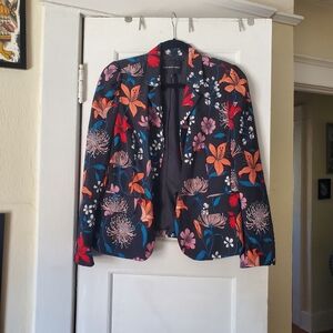 Who What Wear Floral Blazer - Black and Multicolor